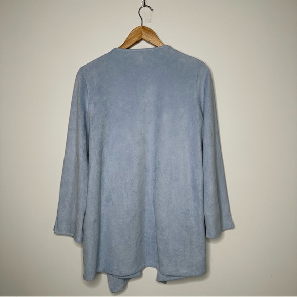 Gretchen Scott Designs Blue Suede Waterfall Open Cardigan Size Medium - Picture 9 of 9